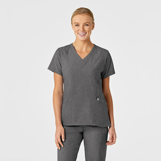 Wink Scrubs Women's Stylized V-Neck Scrub Top Charcoal Heather | scrub-supply.com