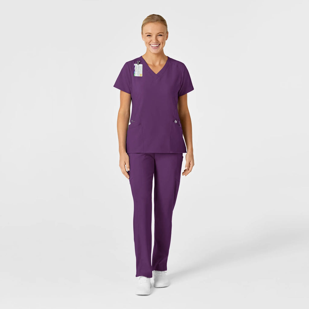 Wink Scrubs Women's Stylized V-Neck Scrub Top Eggplant | scrub-supply.com