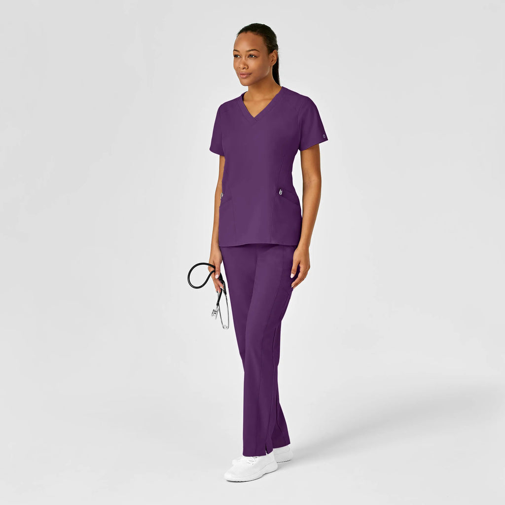 Wink Scrubs Women's Stylized V-Neck Scrub Top Eggplant | scrub-supply.com