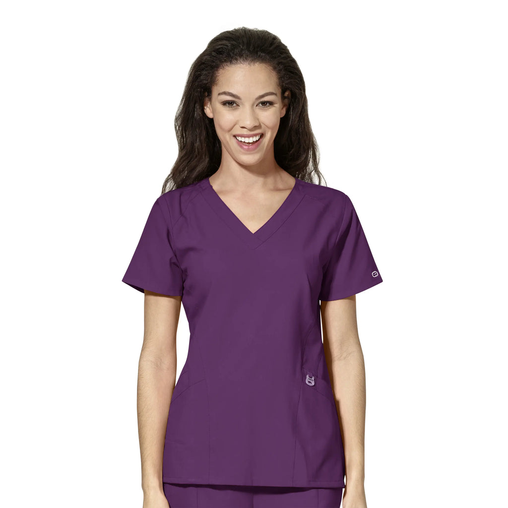 Wink Scrubs Women's Stylized V-Neck Scrub Top Eggplant | scrub-supply.com