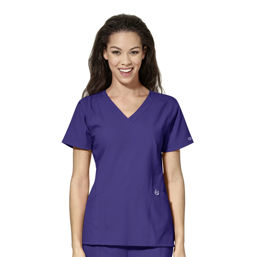 Wink Scrubs Women's Stylized V-Neck Scrub Top Grape | scrub-supply.com