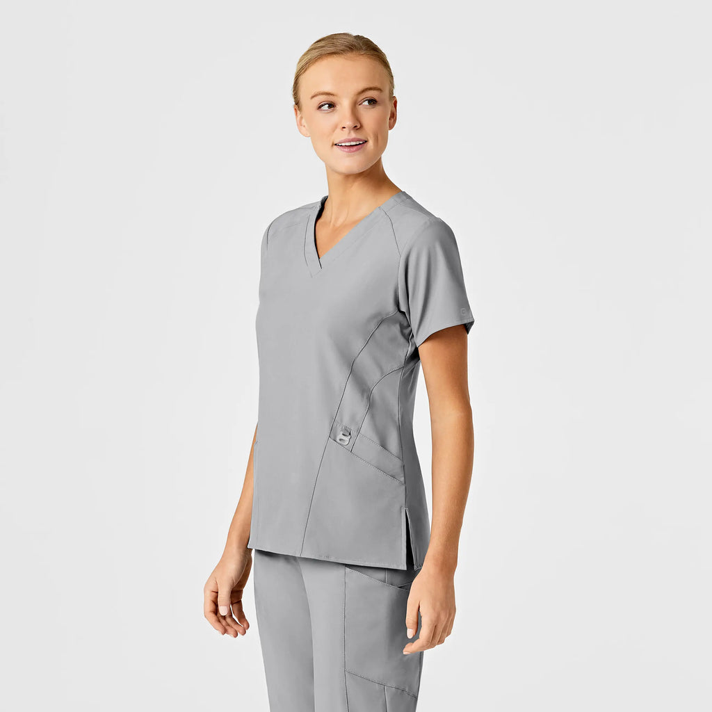 Wink Scrubs Women's Stylized V-Neck Scrub Top Grey | scrub-supply.com