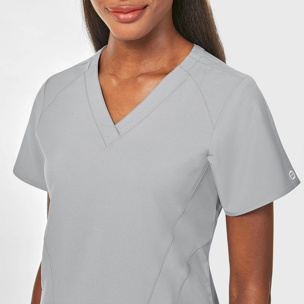 Wink Scrubs Women's Stylized V-Neck Scrub Top Grey | scrub-supply.com