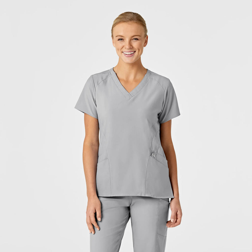 Wink Scrubs Women's Stylized V-Neck Scrub Top Grey | scrub-supply.com