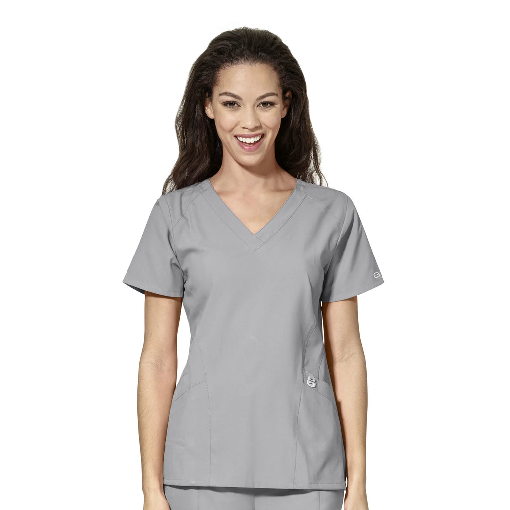 Wink Scrubs Women's Stylized V-Neck Scrub Top Grey | scrub-supply.com