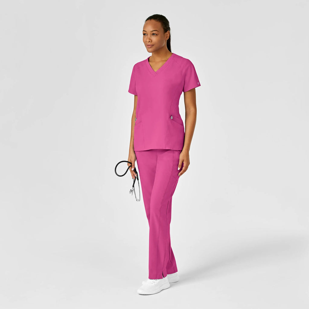 Wink Scrubs Women's Stylized V-Neck Scrub Top Hot Pink | scrub-supply.com