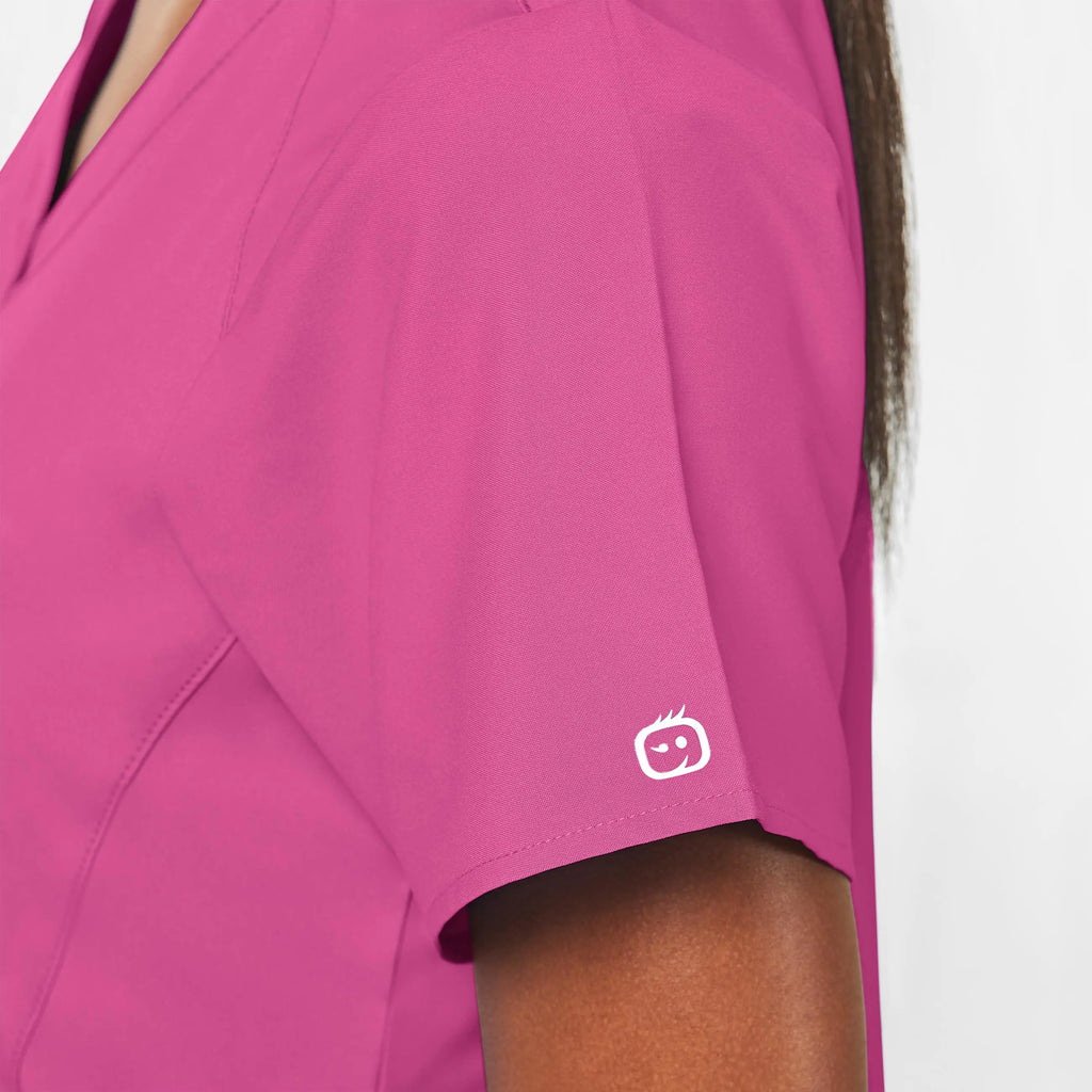 Wink Scrubs Women's Stylized V-Neck Scrub Top Hot Pink | scrub-supply.com