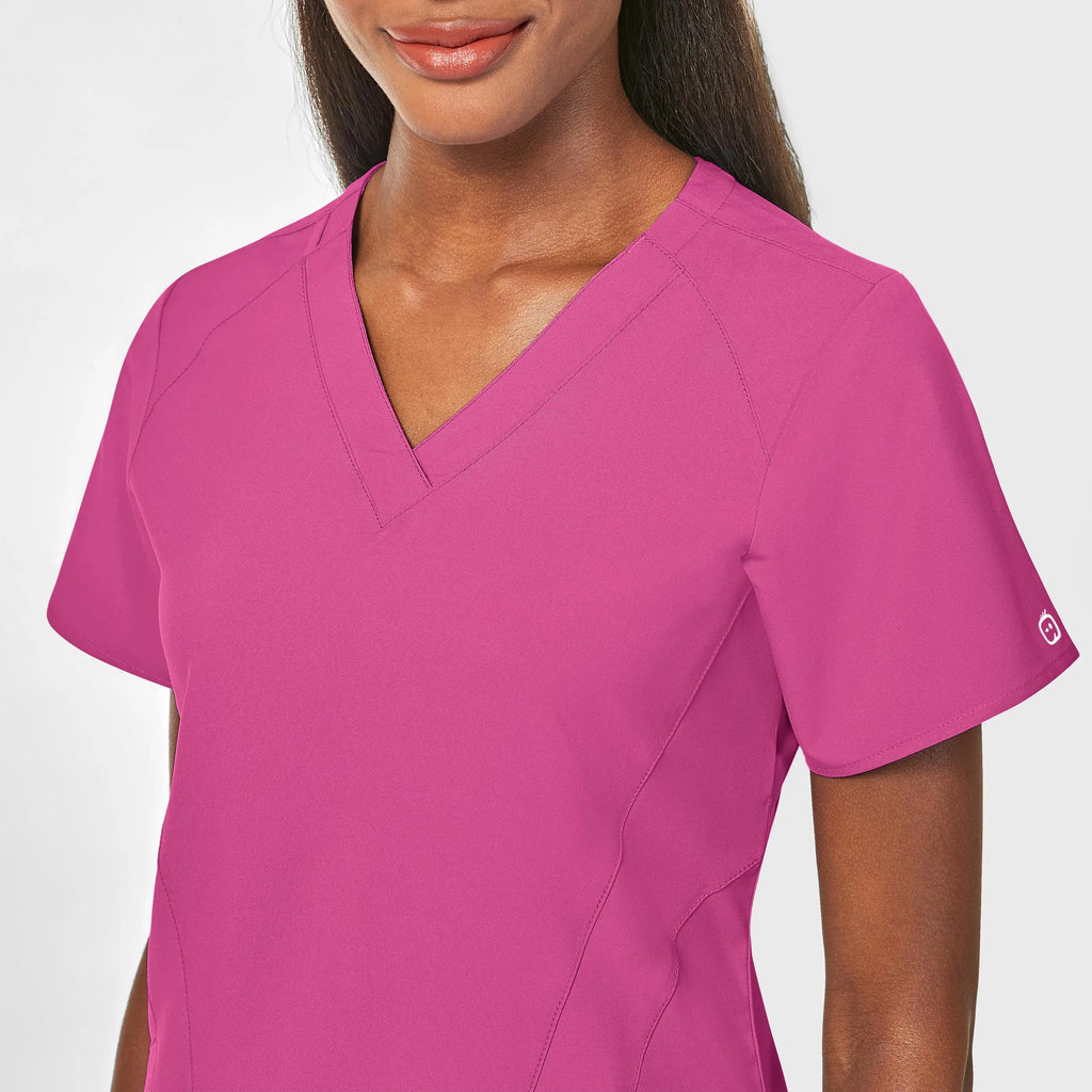 Wink Scrubs Women's Stylized V-Neck Scrub Top Hot Pink | scrub-supply.com