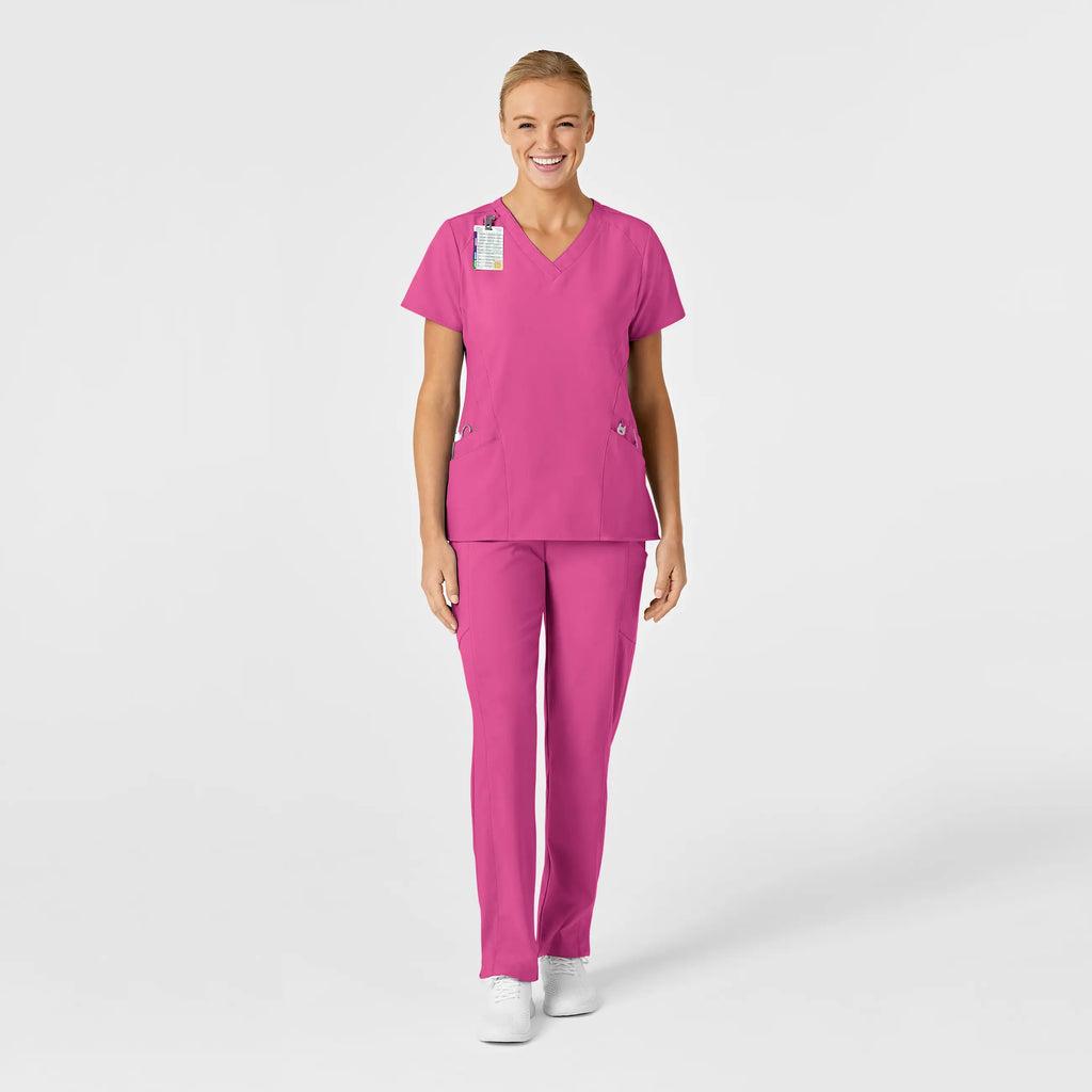 Wink Scrubs Women's Stylized V-Neck Scrub Top Hot Pink | scrub-supply.com