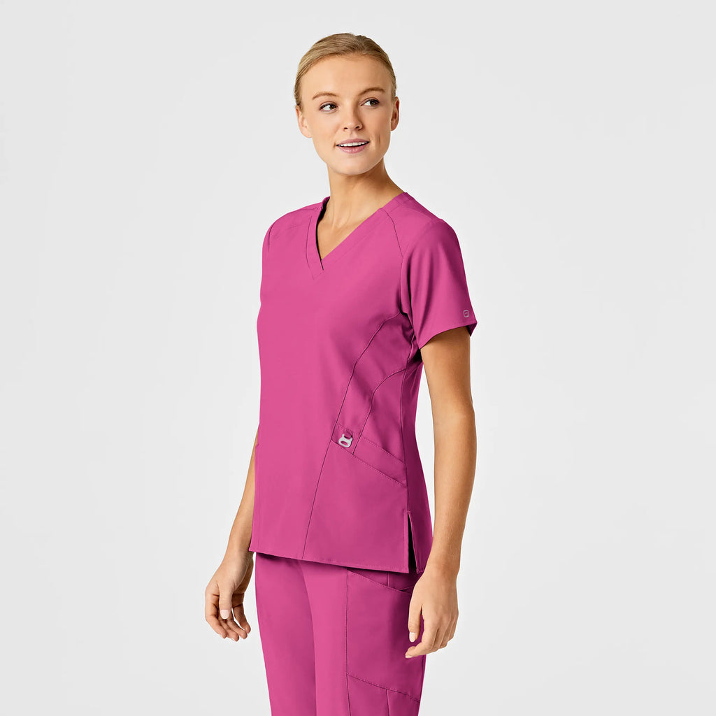 Wink Scrubs Women's Stylized V-Neck Scrub Top Hot Pink | scrub-supply.com