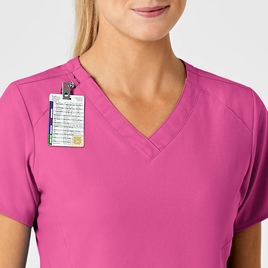 Wink Scrubs Women's Stylized V-Neck Scrub Top Hot Pink | scrub-supply.com