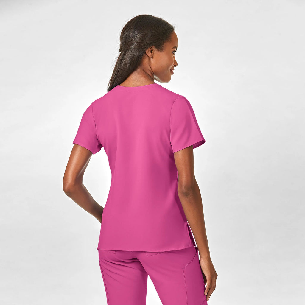 Wink Scrubs Women's Stylized V-Neck Scrub Top Hot Pink | scrub-supply.com