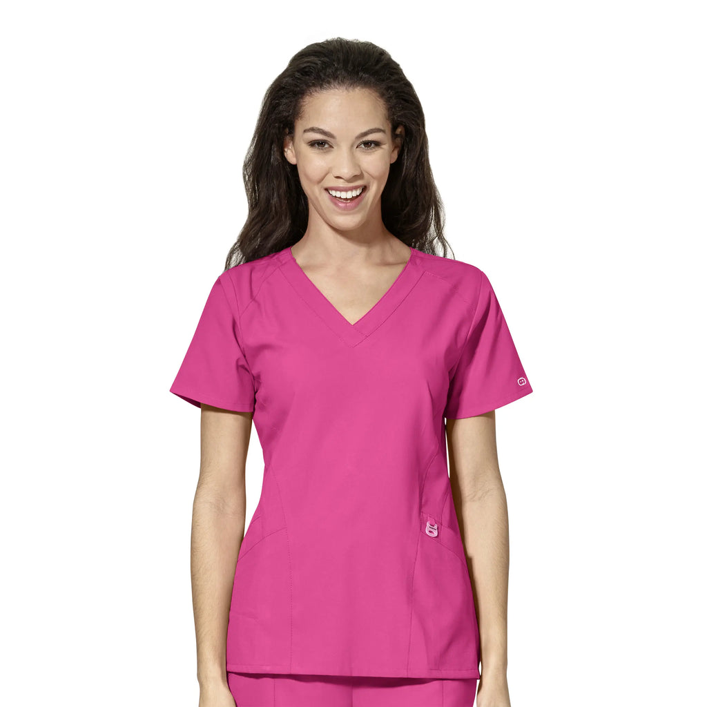 Wink Scrubs Women's Stylized V-Neck Scrub Top Hot Pink | scrub-supply.com