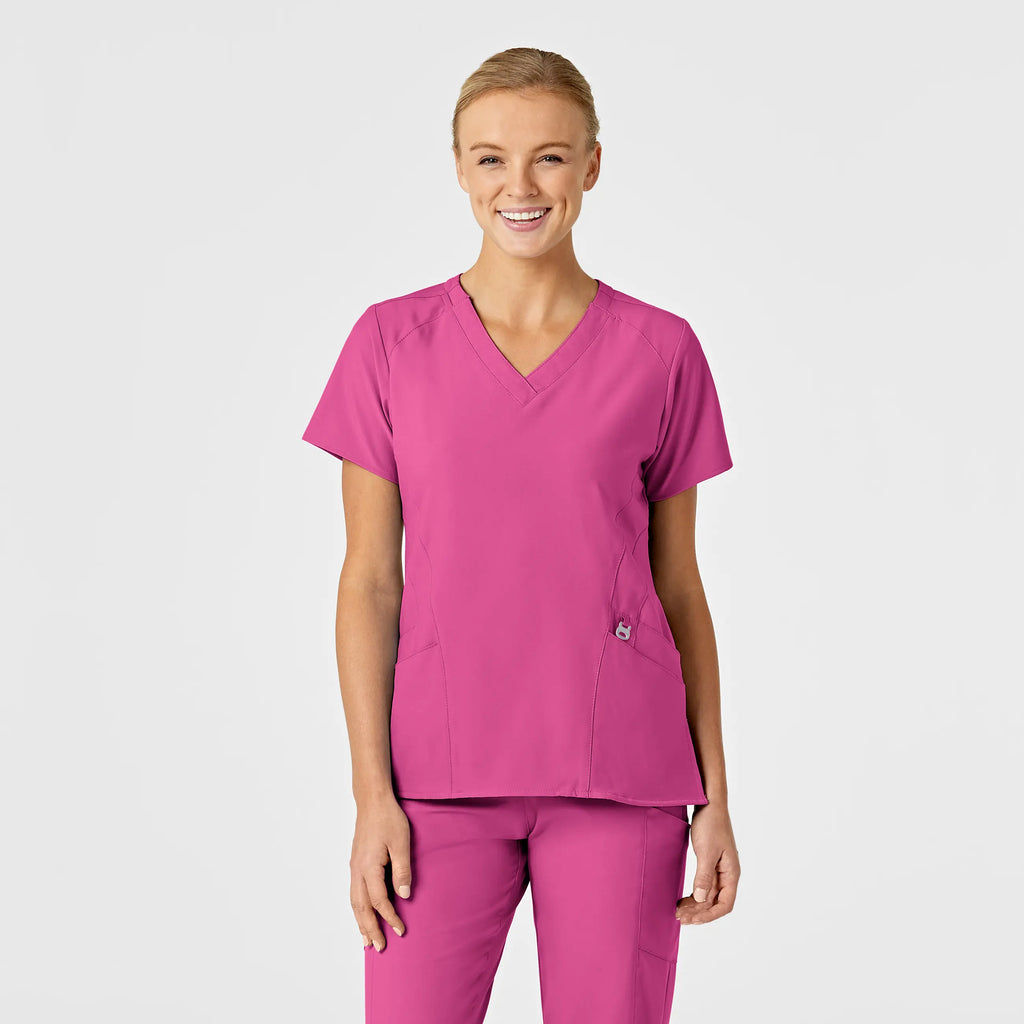 Wink Scrubs Women's Stylized V-Neck Scrub Top Hot Pink | scrub-supply.com