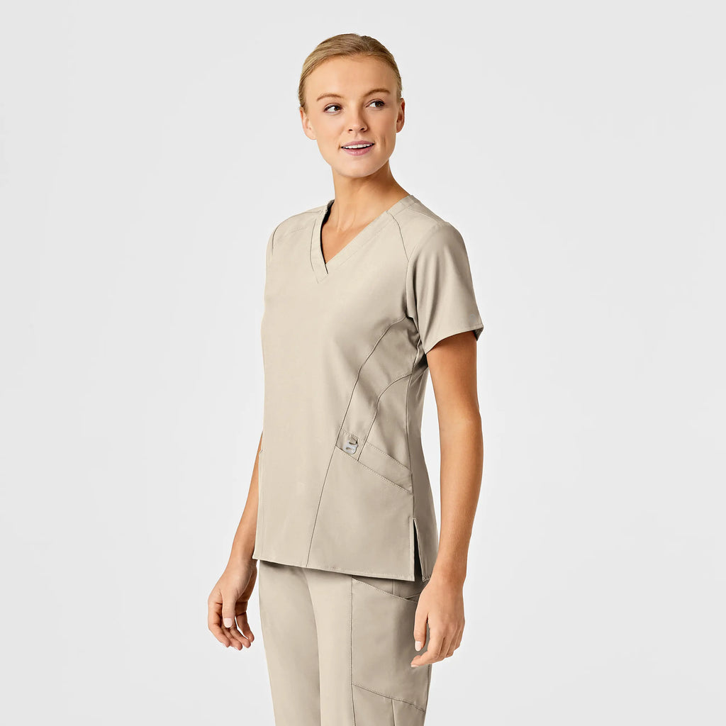 Wink Scrubs Women's Stylized V-Neck Scrub Top Khaki | scrub-supply.com