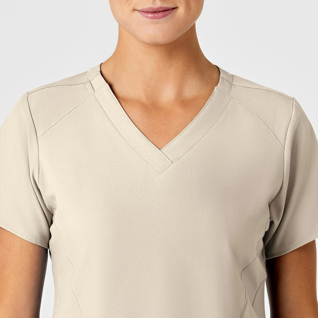 Wink Scrubs Women's Stylized V-Neck Scrub Top Khaki | scrub-supply.com