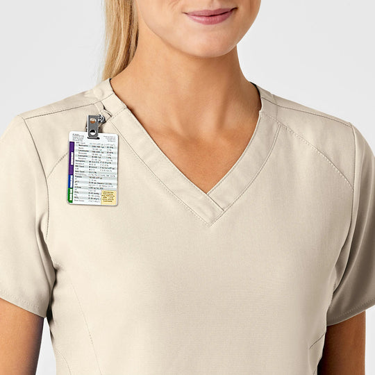 Wink Scrubs Women's Stylized V-Neck Scrub Top Khaki | scrub-supply.com
