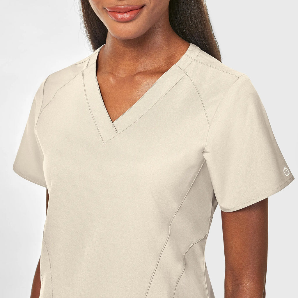 Wink Scrubs Women's Stylized V-Neck Scrub Top Khaki | scrub-supply.com