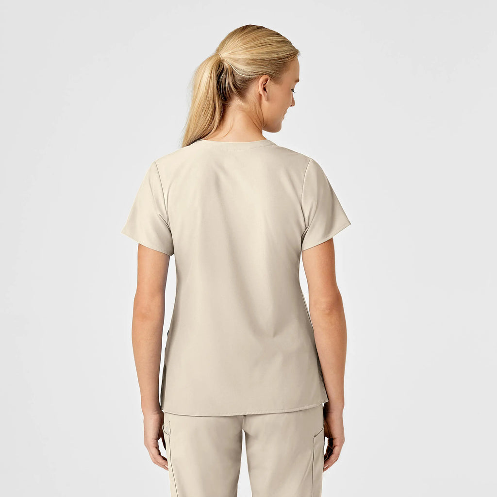 Wink Scrubs Women's Stylized V-Neck Scrub Top Khaki | scrub-supply.com