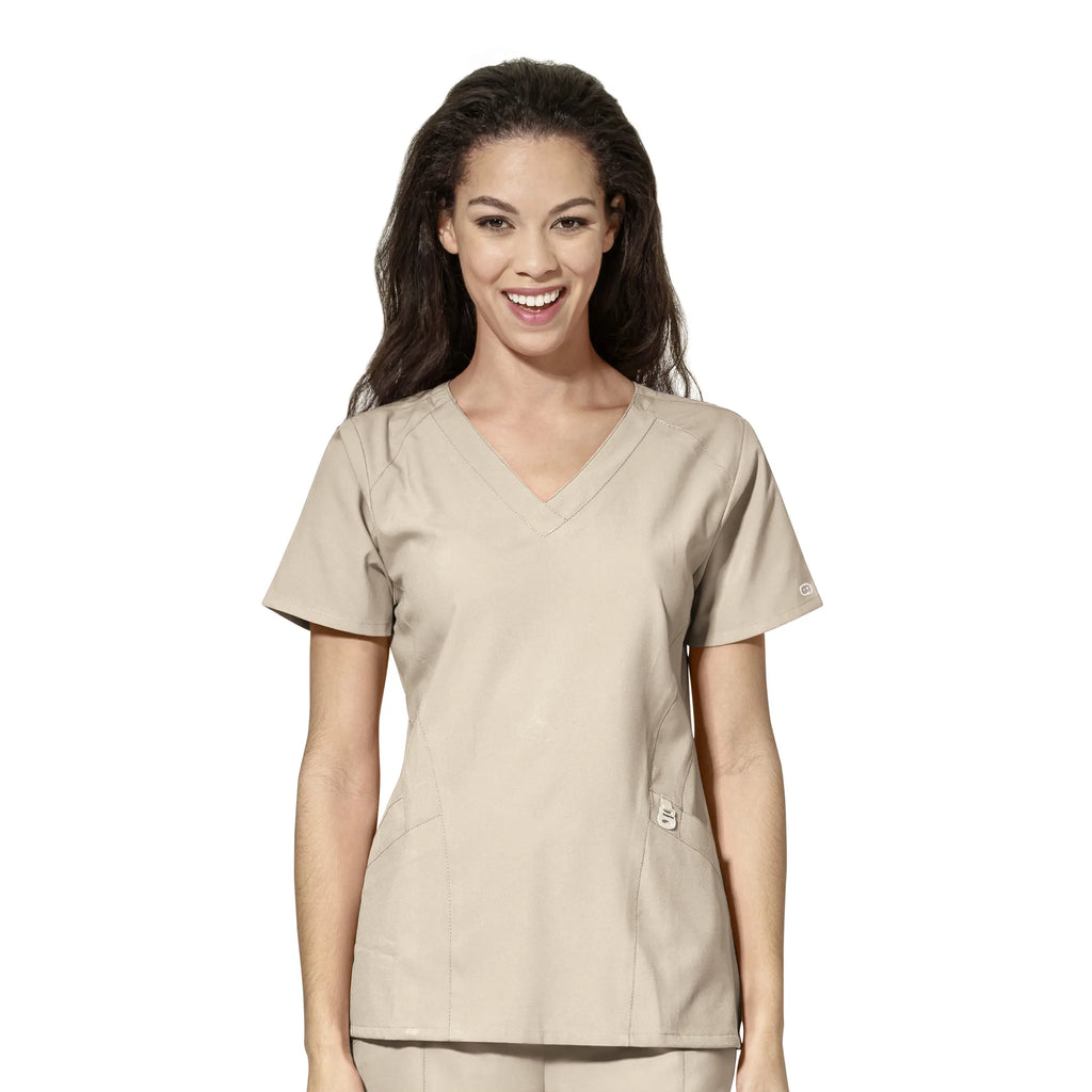 Wink Scrubs Women's Stylized V-Neck Scrub Top Khaki | scrub-supply.com