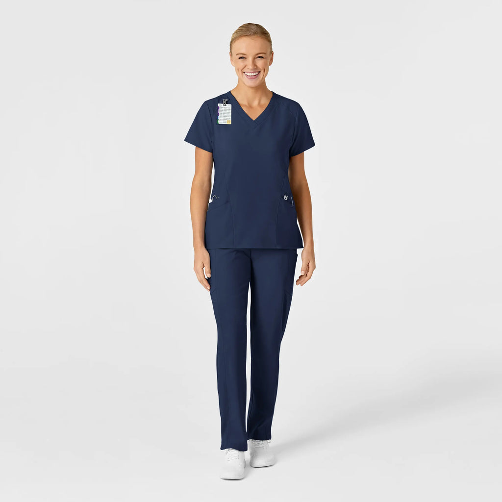 Wink Scrubs Women's Stylized V-Neck Scrub Top Navy | scrub-supply.com