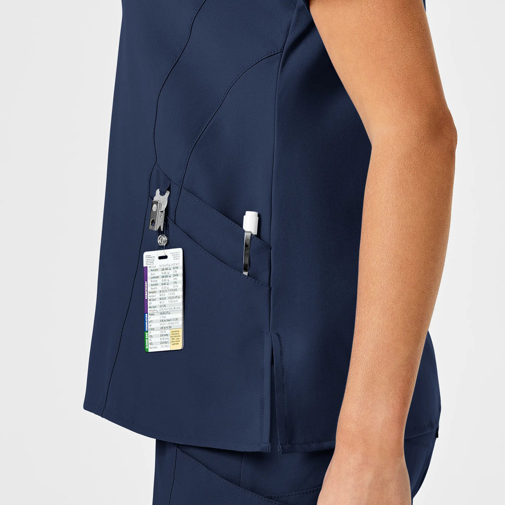 Wink Scrubs Women's Stylized V-Neck Scrub Top Navy | scrub-supply.com