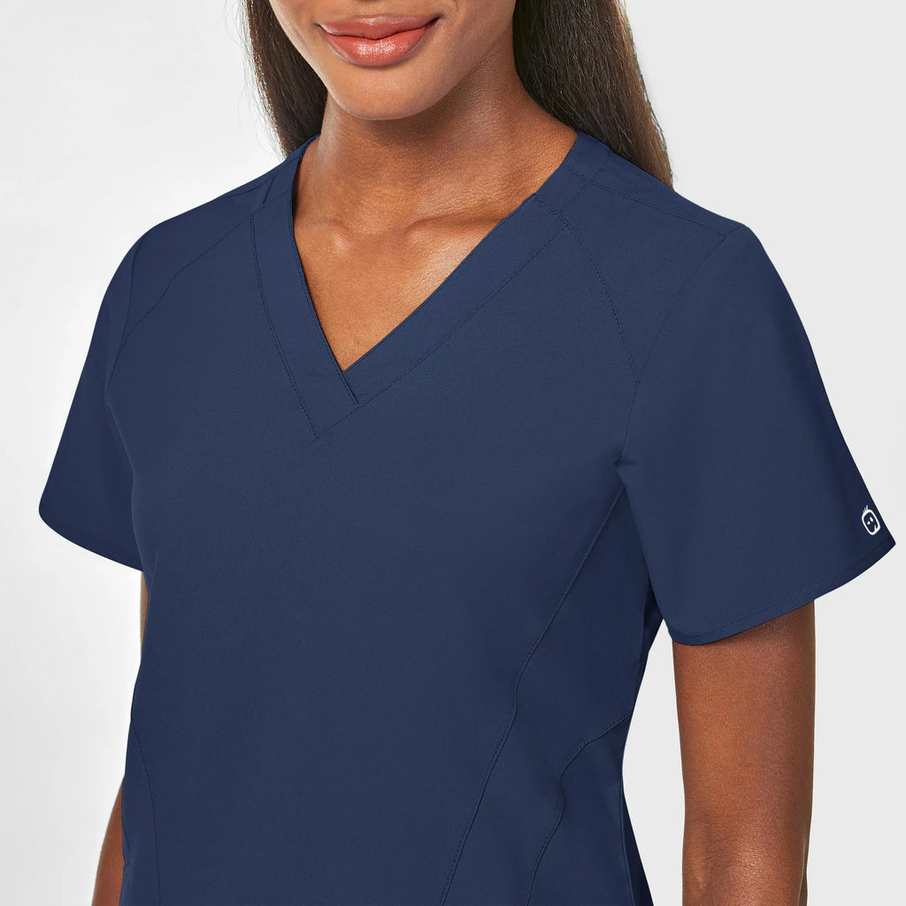 Wink Scrubs Women's Stylized V-Neck Scrub Top Navy | scrub-supply.com