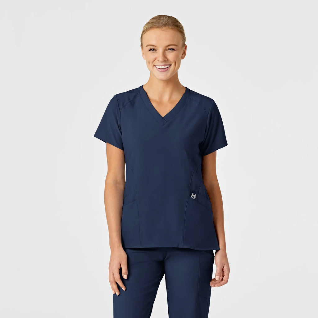 Wink Scrubs Women's Stylized V-Neck Scrub Top Navy | scrub-supply.com