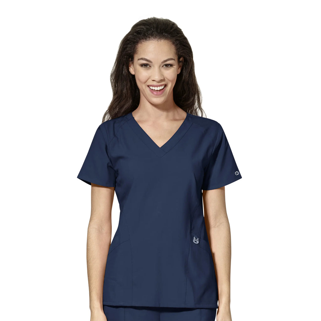 Wink Scrubs Women's Stylized V-Neck Scrub Top Navy | scrub-supply.com