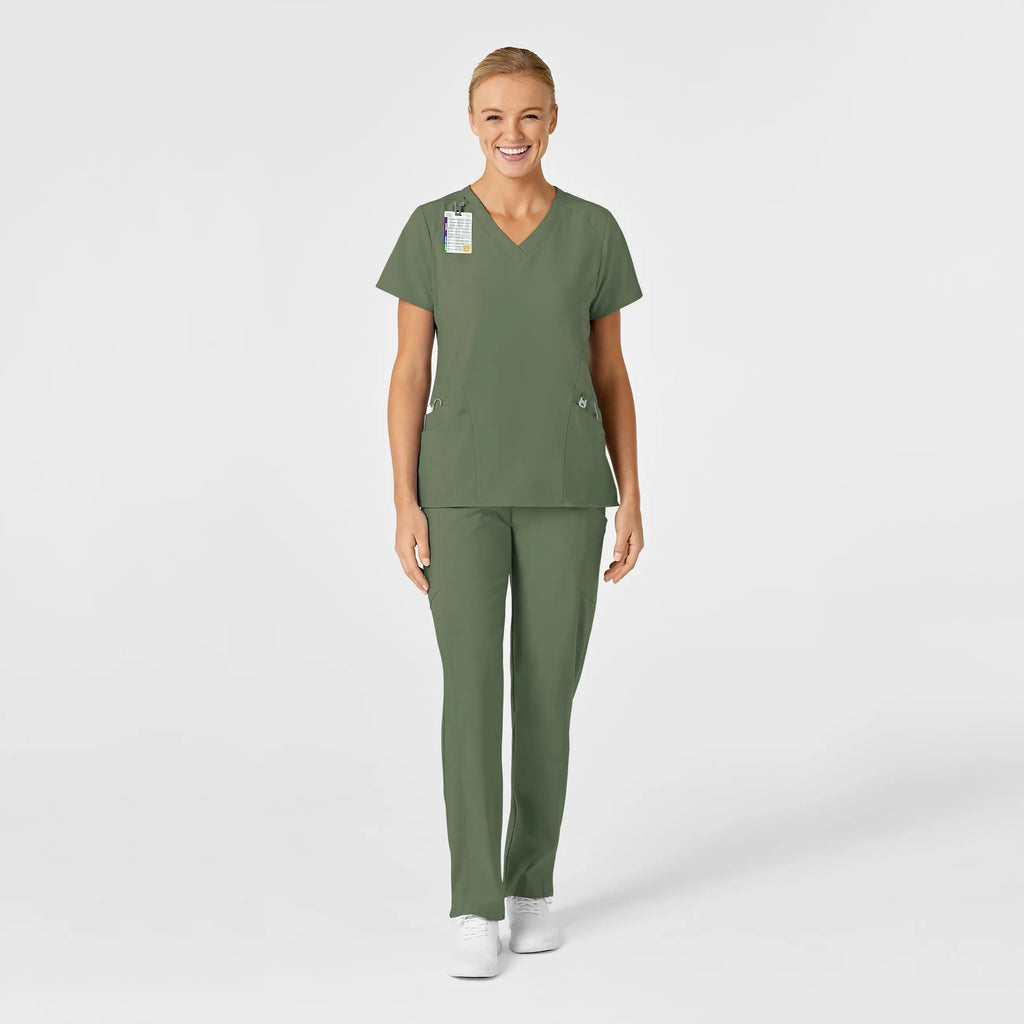 Wink Scrubs Women's Stylized V-Neck Scrub Top Olive | scrub-supply.com