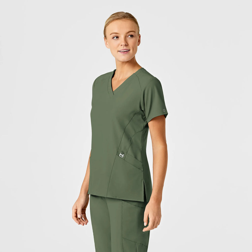 Wink Scrubs Women's Stylized V-Neck Scrub Top Olive | scrub-supply.com