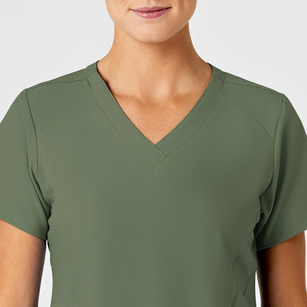 Wink Scrubs Women's Stylized V-Neck Scrub Top Olive | scrub-supply.com