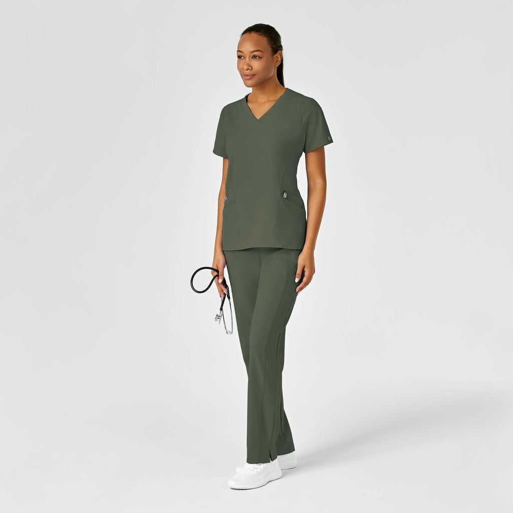 Wink Scrubs Women's Stylized V-Neck Scrub Top Olive | scrub-supply.com