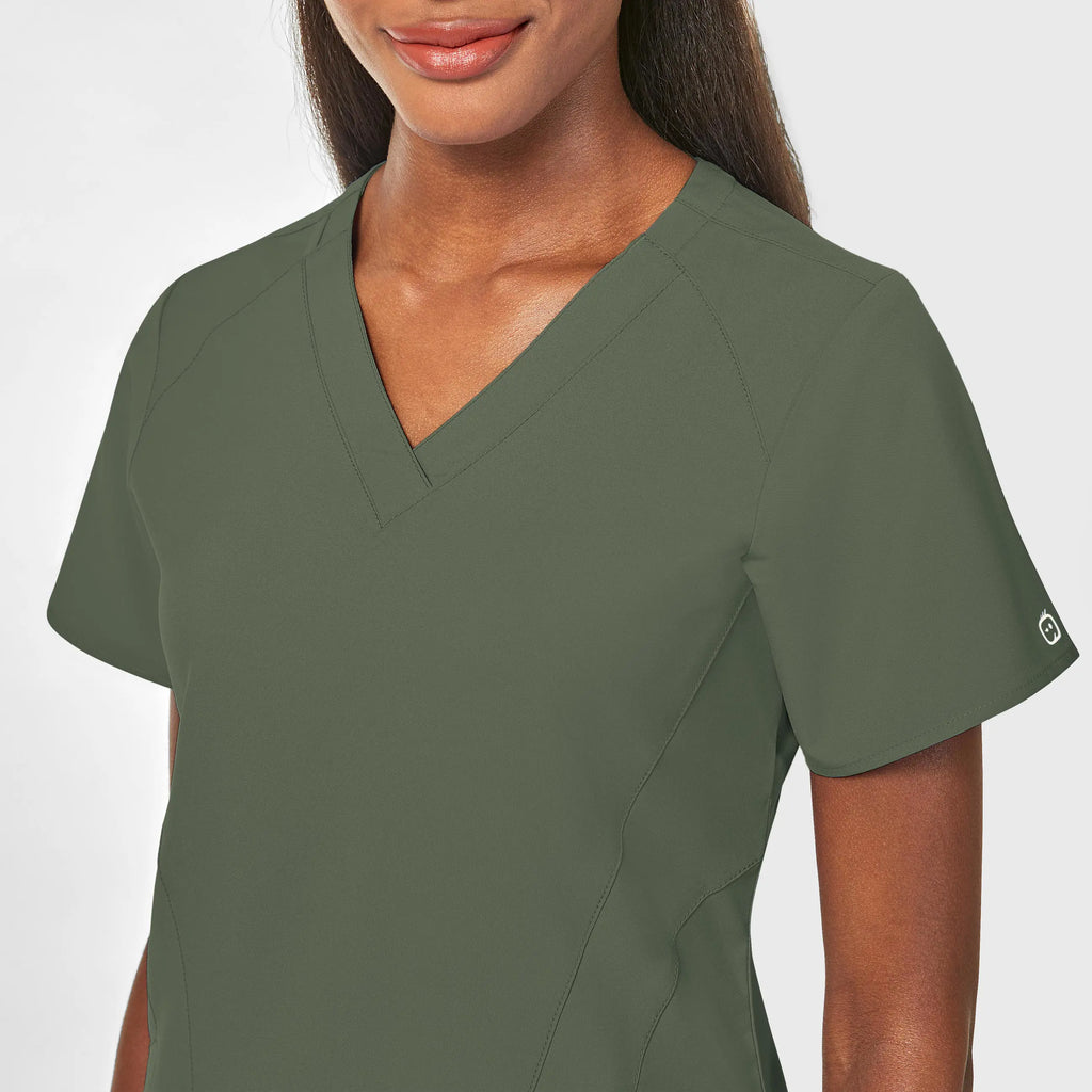 Wink Scrubs Women's Stylized V-Neck Scrub Top Olive | scrub-supply.com