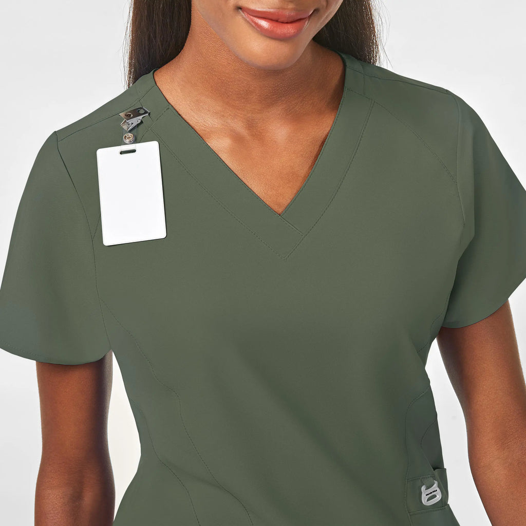 Wink Scrubs Women's Stylized V-Neck Scrub Top Olive | scrub-supply.com