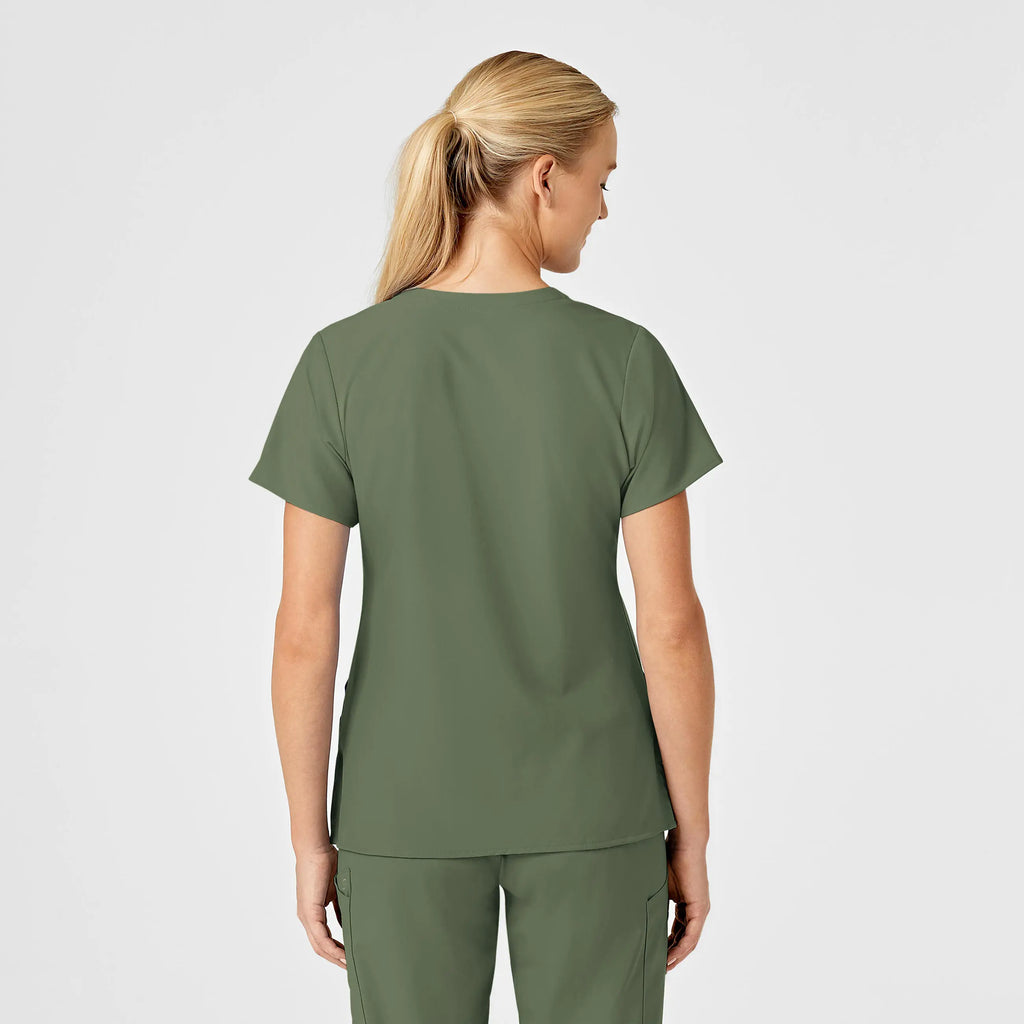 Wink Scrubs Women's Stylized V-Neck Scrub Top Olive | scrub-supply.com