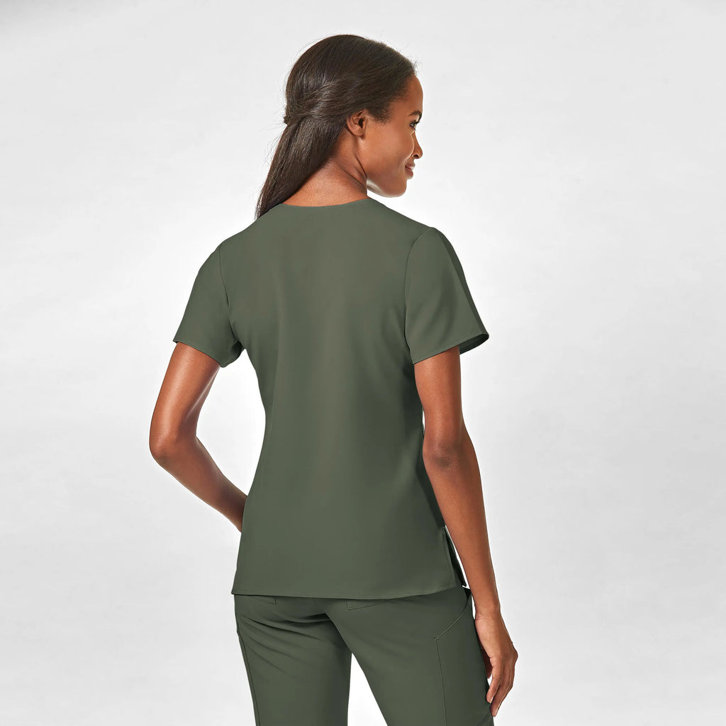 Wink Scrubs Women's Stylized V-Neck Scrub Top Olive | scrub-supply.com