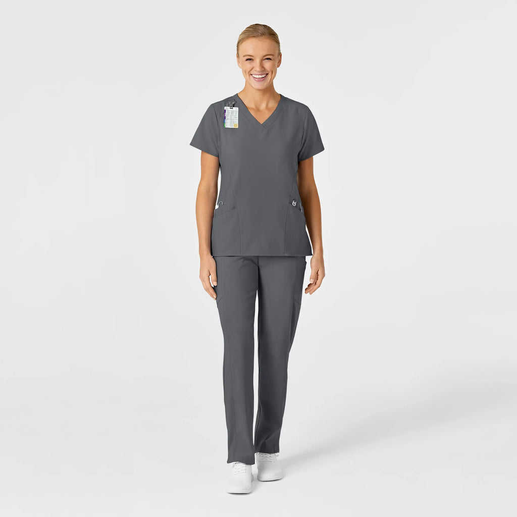 Wink Scrubs Women's Stylized V-Neck Scrub Top Pewter | scrub-supply.com