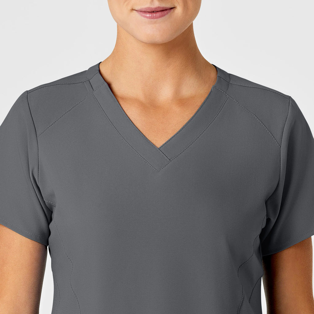 Wink Scrubs Women's Stylized V-Neck Scrub Top Pewter | scrub-supply.com