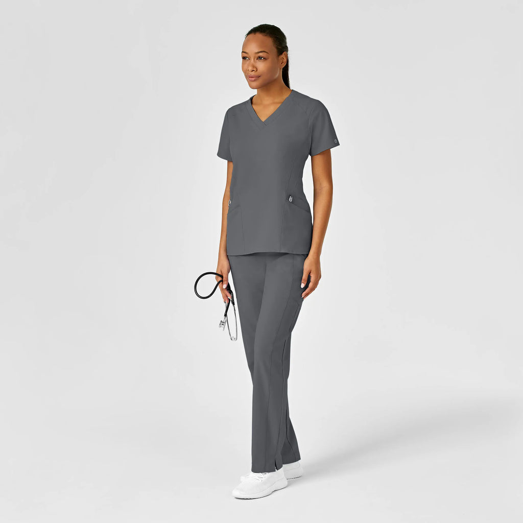 Wink Scrubs Women's Stylized V-Neck Scrub Top Pewter | scrub-supply.com