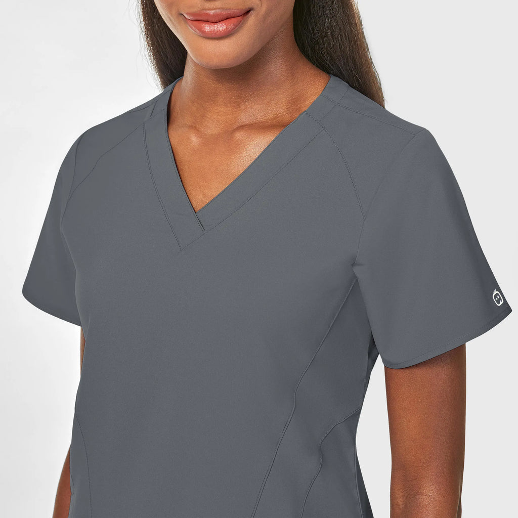 Wink Scrubs Women's Stylized V-Neck Scrub Top Pewter | scrub-supply.com