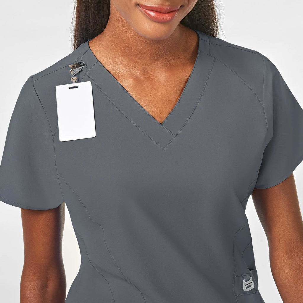 Wink Scrubs Women's Stylized V-Neck Scrub Top Pewter | scrub-supply.com