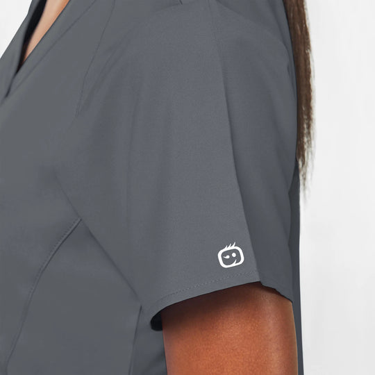 Wink Scrubs Women's Stylized V-Neck Scrub Top Pewter | scrub-supply.com
