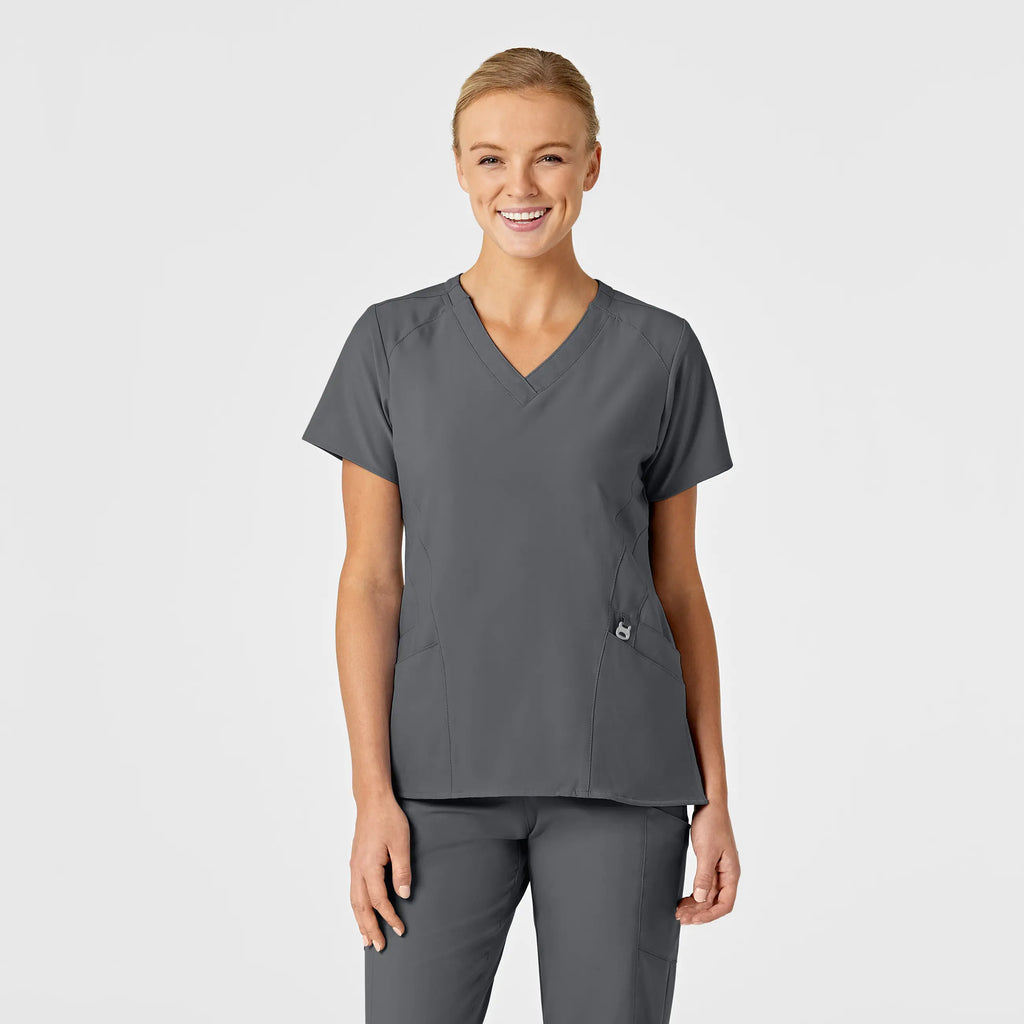 Wink Scrubs Women's Stylized V-Neck Scrub Top Pewter | scrub-supply.com