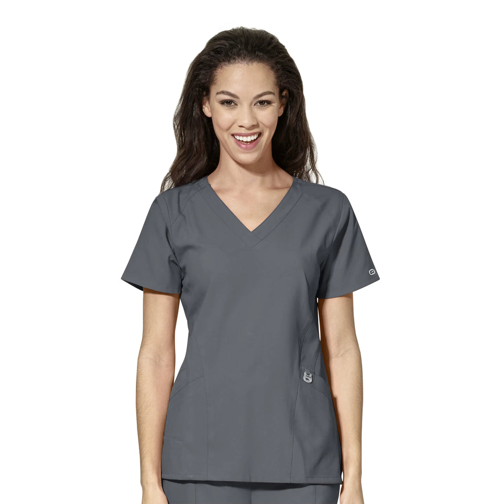 Wink Scrubs Women's Stylized V-Neck Scrub Top Pewter | scrub-supply.com