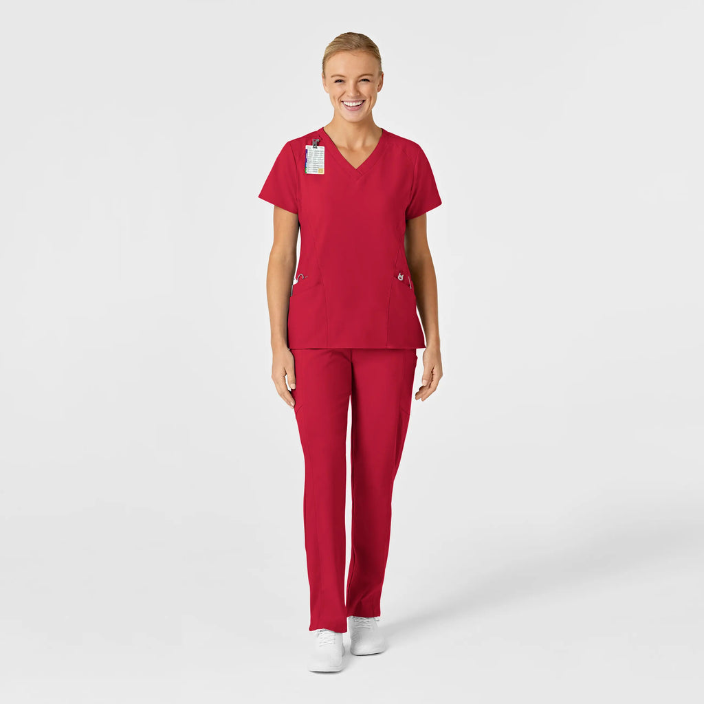 Wink Scrubs Women's Stylized V-Neck Scrub Top Red | scrub-supply.com