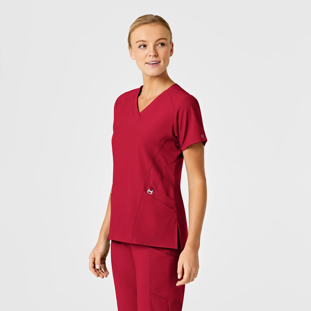 Wink Scrubs Women's Stylized V-Neck Scrub Top Red | scrub-supply.com