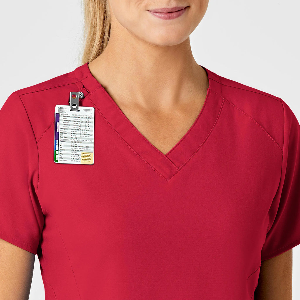 Wink Scrubs Women's Stylized V-Neck Scrub Top Red | scrub-supply.com