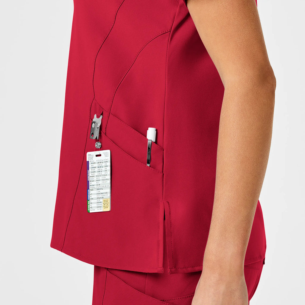 Wink Scrubs Women's Stylized V-Neck Scrub Top Red | scrub-supply.com