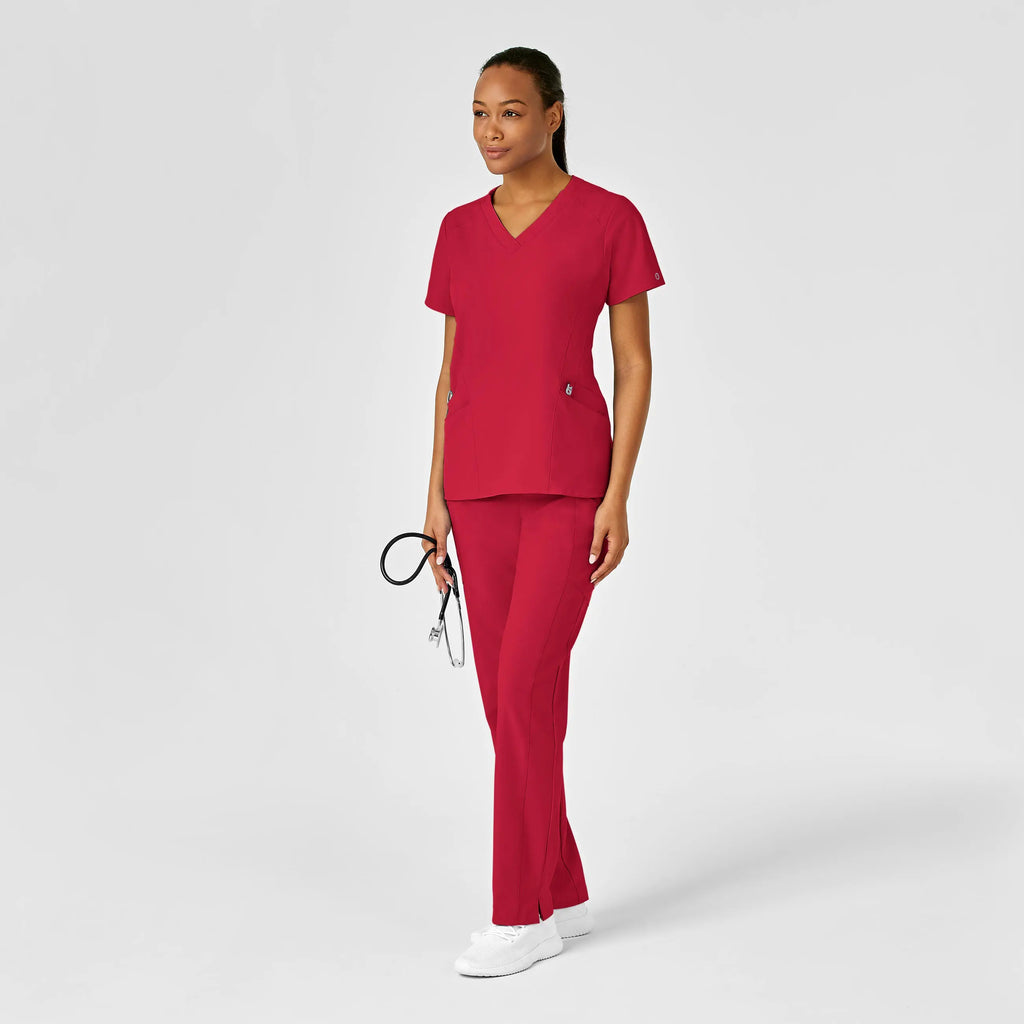 Wink Scrubs Women's Stylized V-Neck Scrub Top Red | scrub-supply.com